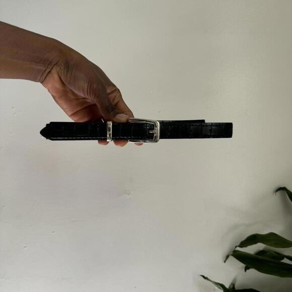 Vintage Black Faux Croco Minimalistic mini belt size 33 - Picture 2 of 4